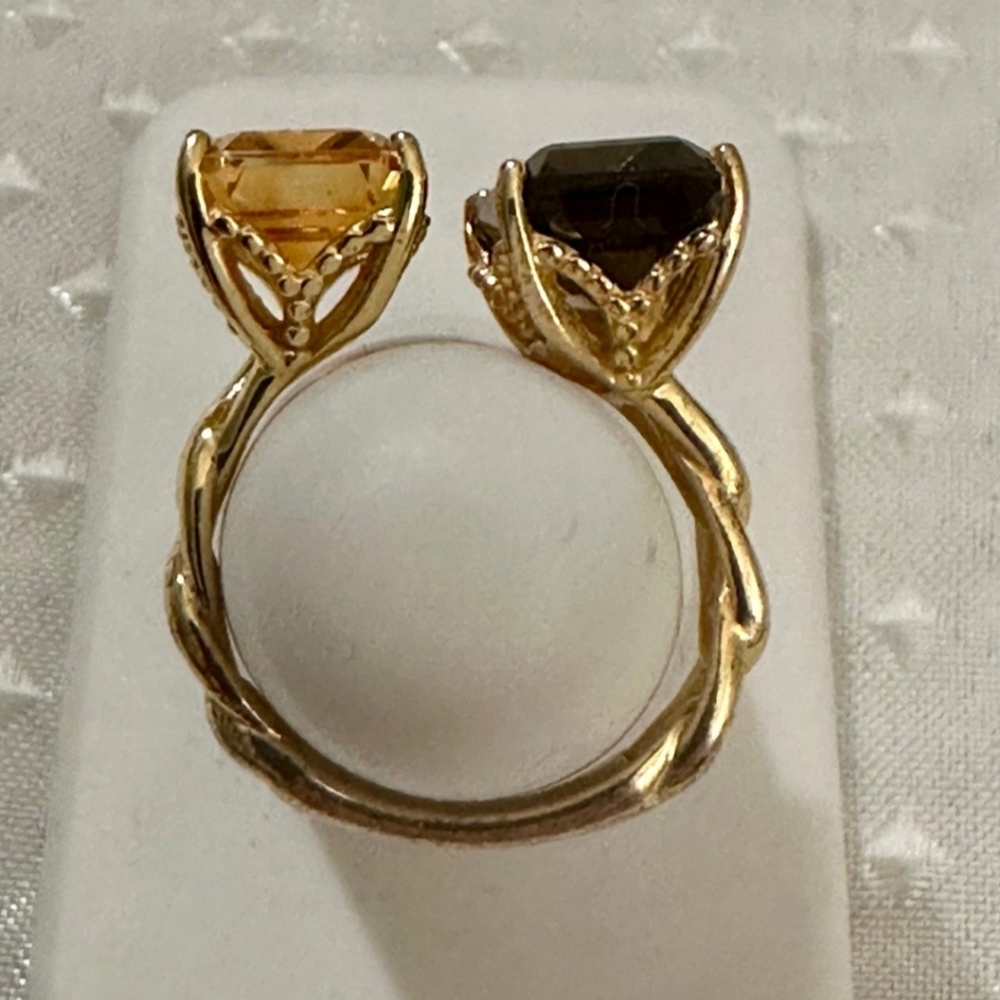 Michael Valitutti 8.15ctw Emerald Cut Citrine & Smoky Quartz Ring Sz 7 - Picture 6 of 10